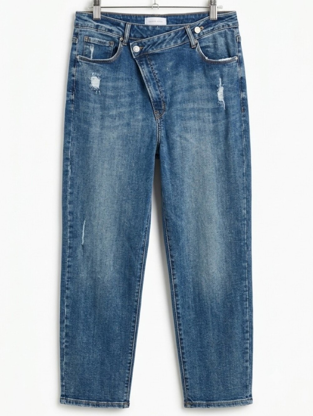 Risen Denim Jeans Asymmetrical Crossover Button Size 2XL